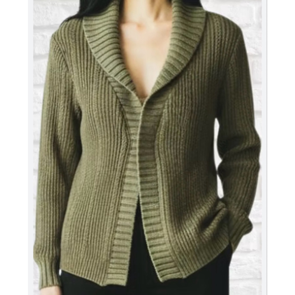 Old Navy Green Ribbed Open Cardigan Sweater M